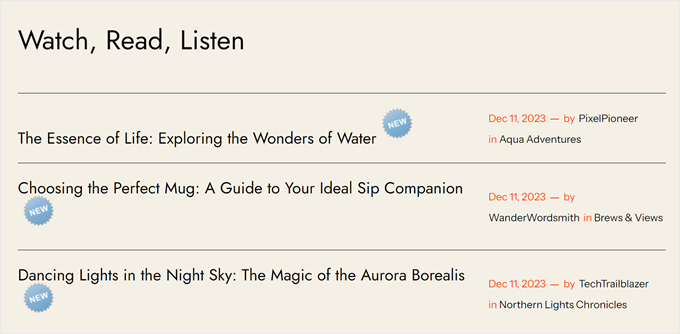 Example of the new post marker made by Mark New Posts plugin Example of the new post marker made by Mark New Posts plugin