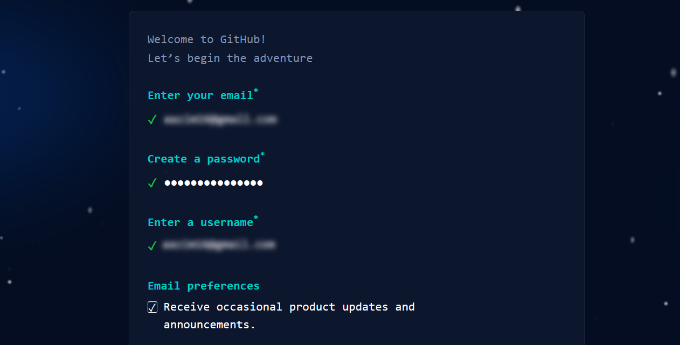 Enter details to create a GitHub account Enter details to create a GitHub account