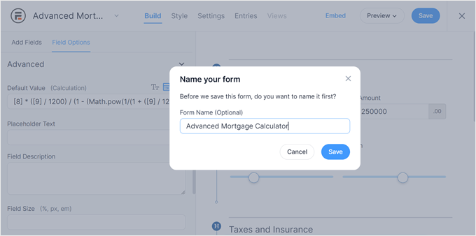 Saving a form created with Formidable Forms Saving a form created with Formidable Forms