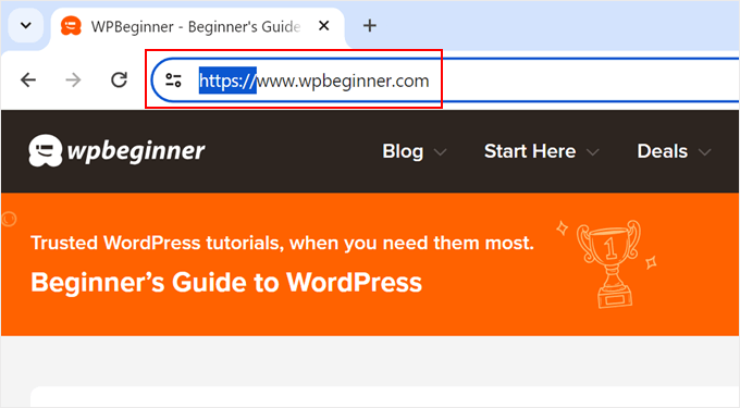 The HTTPS protocol in WPBeginner's domain The HTTPS protocol in WPBeginner's domain