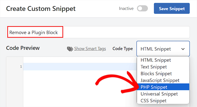 Select PHP snippet to remove a plugin block Select PHP snippet to remove a plugin block
