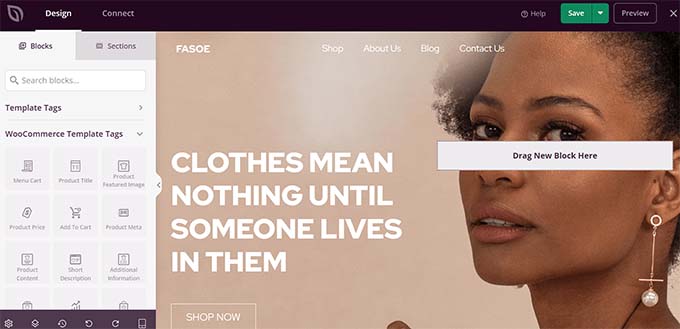 SeedProd theme in the drag and drop builder SeedProd theme in the drag and drop builder