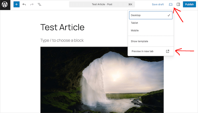 Block Editor Preview in New Tab Preview in a new tab in the block editor