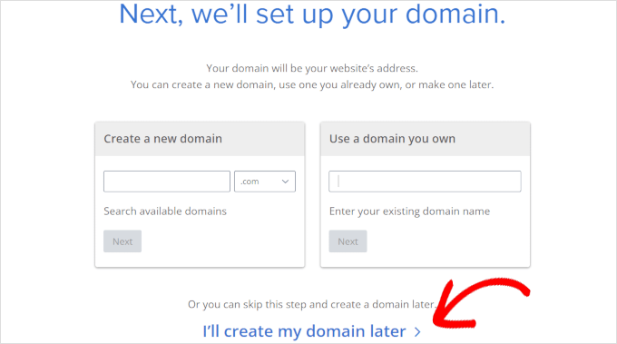 Set up domain name later Set up domain name later