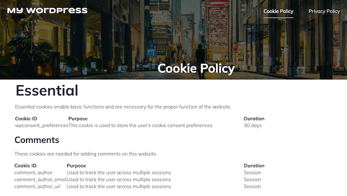 An example of detailed cookie policy An example of detailed cookie policy