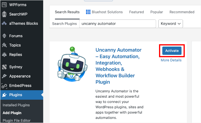 Installing the Automator plugin Installing the Automator plugin