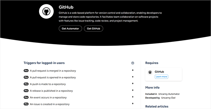 Uncanny Automator's Github integration Uncanny Automator's Github integration