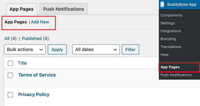 Add app pages in the BuddyBoss App Add app pages in the BuddyBoss App