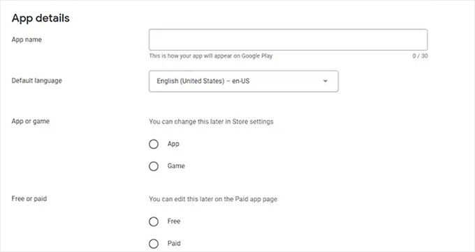 Configure app details and create an app Configure app details and create an app