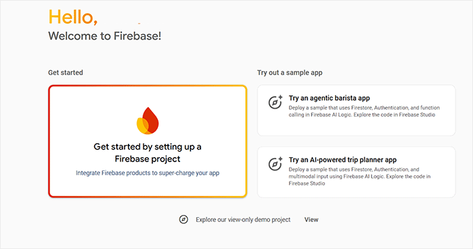 Create a project in Firebase console Create a project in Firebase console
