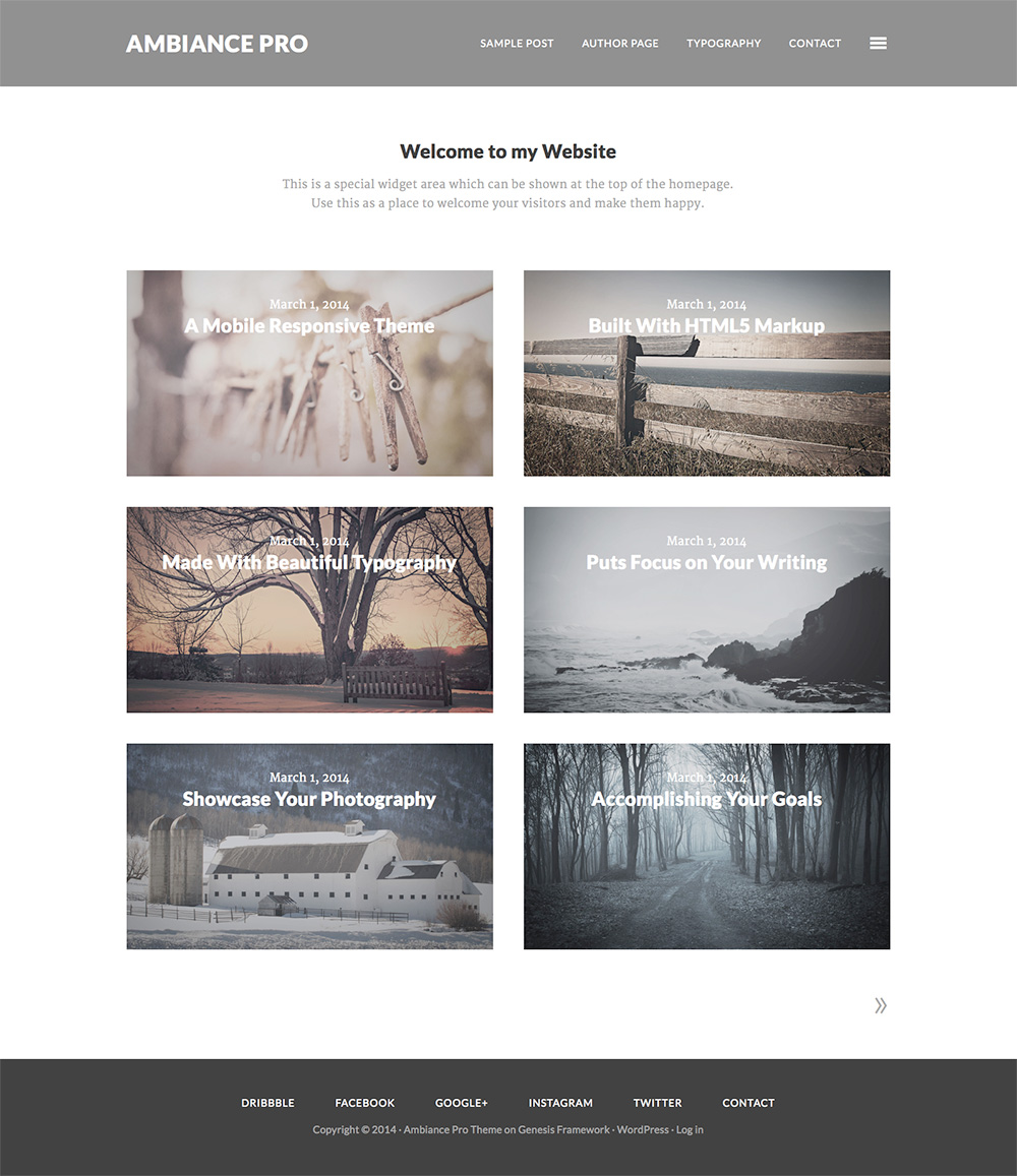 Instantly works with popular themes genesis, headway, ithemes builder, avada. Ambiance Pro Genesis WordPress Theme - WPExplorer