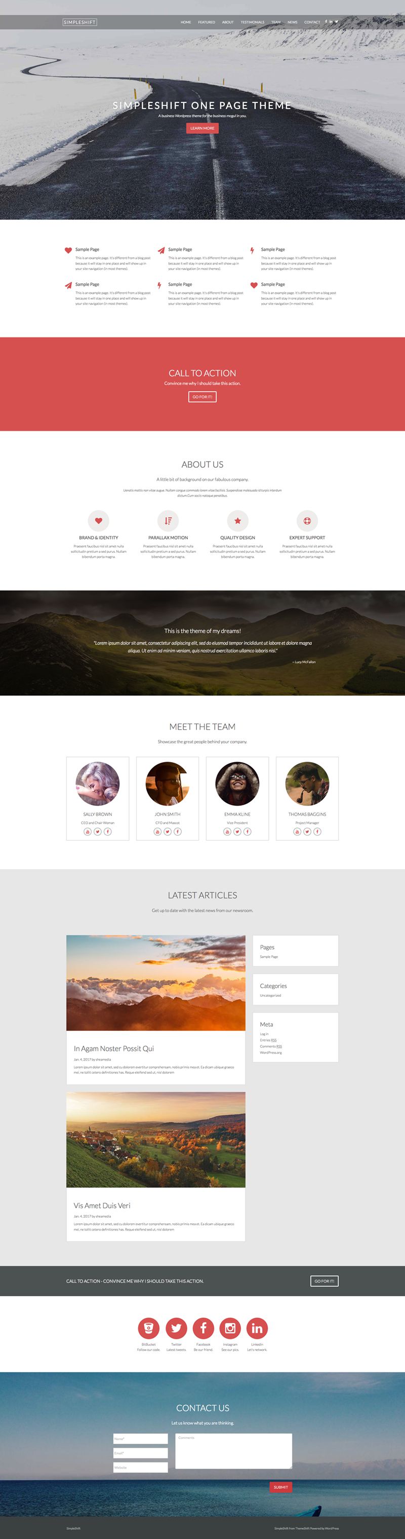 16 free one page wordpress themes 2021 · 1. SimpleShift One Page Business WordPress Theme - WPExplorer