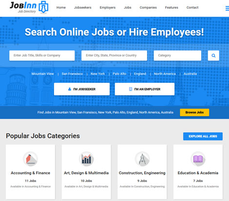 Job portal wordpress themes · 1. Jobinn Job Directory Wordpress Theme Wp Solver