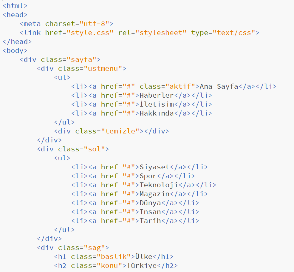 C ile HTML Kaynak Kodu Yazılım Bilişim Programlama