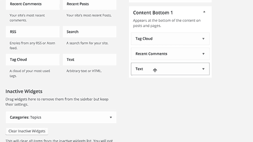 Widgets no WordPress - Remover widget para widget inativas