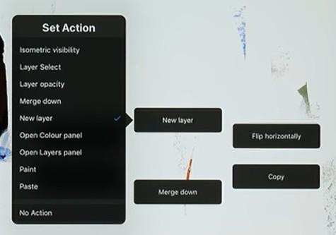 Menu open to replace a button in the Quick menu in Procreate