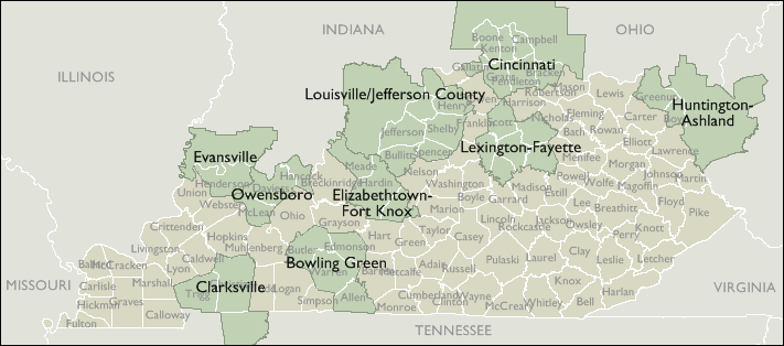 Is your neighborhood full of laptops and lattes? Metro Area 5 Digit Zip Code Maps of Kentucky