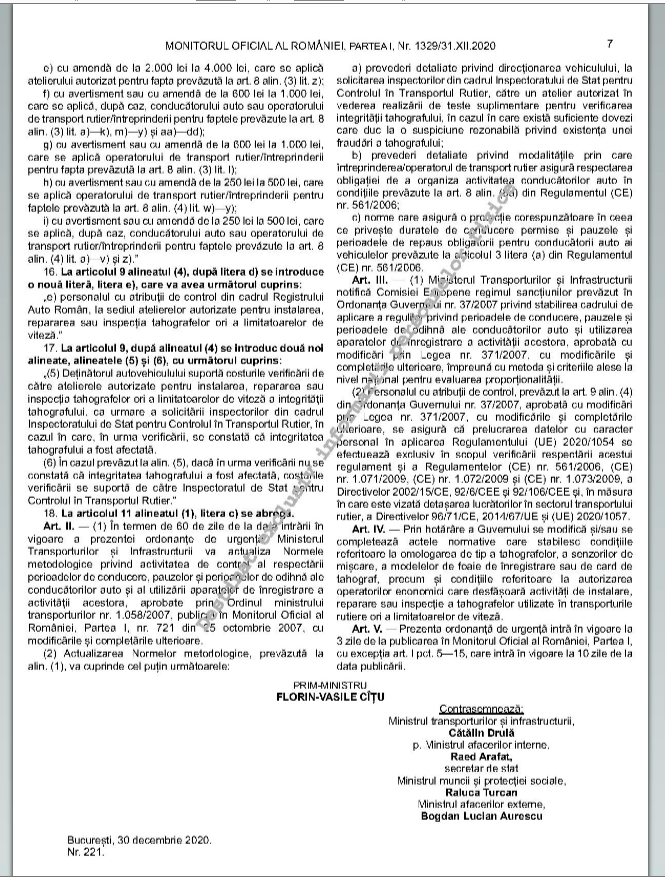 Amenzile Din Og 37 Privind Timpii De Conducere Èi OdihnÄ Modificate Prin Oug 221 2020 Document Ziua Cargo