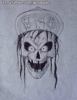 Tattoo Flash Of Skulls, Zombies, Skate 399_x_306_jpg