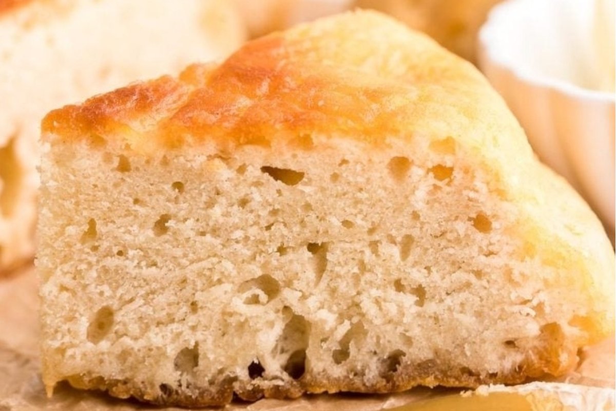 A close up of a piece of bread featuring bread recipes.