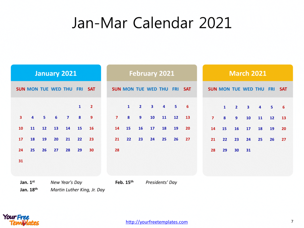 2021 calendar monthly template free powerpoint template