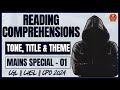 Tone, Title \u0026 Theme | Reading Comprehension | SSC CGL English Classes | QEng