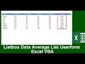 Listbox Data Weekly Average List Userform Excel VBA