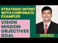 Strategic intent vision mission goals and objectives in strategic management with examples