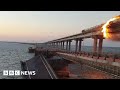 Crimea bridge partly reopens after huge explosion, Russia says - BBC News