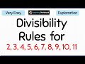 Divisibility rules for 2, 3, 4, 5, 6, 7, 8, 9, 10 and 11, divisibility by numbers