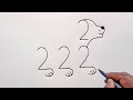 Dog Drawing From 2222 Number | How To Turn 2222 Into Dog Drawing | Dog Drawing Easy |Dog Drawing Art