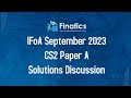 IFoA September 2023 CS2 Paper A Detailed Solutions Discussion