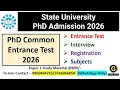 State University PhD Admission 2026 | Madhya Pradesh University | PhD Admission 2026