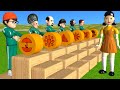 Squid Game vs Scary Teacher 3D Wooden Wheels Rolling Dalgona Candy Challenge Miss T and Granny Loser
