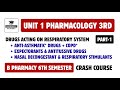 Drugs acting of Respiratory system | Anti asthmatic drugs | Pharmacology 6th semester Unit 1 Part 1