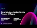 AWS re:Invent 2024 - [NEW LAUNCH] Store tabular data at scale with Amazon S3 Tables (STG367-NEW)