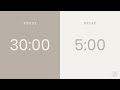 30/5 Pomodoro Timer | 3 x 30 min | Focus | Study | Reflection | Productivity