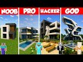 Modern House Build Battle Challenge - Noob vs Pro vs Hacker vs God - Minecraft Animation