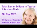 Total Lunar Eclipse, Full Moon in Taurus 8th Nov 2022- Uranus conjuncts it! Expect the Unexpected!
