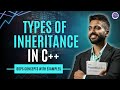 Lec-50: Types of Inheritance in C++ with Example || Full Guide for Beginners