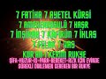 7 Fatiha 7 Ayetel Kürsi 7 Amenerrasulü 7 Haşr 7 İnşirah 7 Kâfirûn 7 İhlas 7 Felak 7 Nas Rukye