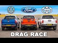 Ford Raptor v GR Toyota Hilux v VW Amarok: DRAG RACE