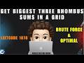 Get Biggest Three Rhombus Sums in a Grid | Brute Force | Optimal | Leetcode 1878 | codestorywithMIK