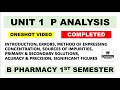 Unit 1 Pharmaceutical Analysis (Complete) | Pharmaceutical Analysis B Pharmacy 1st Semester | CP
