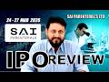 Sai Parenteral's Ltd. - #IPO Review by  @Tradeswift1