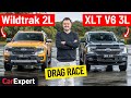 Ford Ranger V6 v 4cyl Dragparison: Drag race, sound test \u0026 0-100!