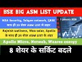 Asm list update🔥 Premier energy🔥Rajnish wellness 🔥Netweb🔥BSE🔥DATA PATTERN 🔥GRSE🔥Shakti pumps🔥Apollo