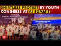 Youth Congress workers protest shirtless  at AI Summit in Delhi