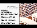 Part 8 | Industrial Relations Code 2020| Sec 8 - Sec 13| Trade Unions Registration \u0026 Cancellation