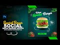 Burger restaurant banner design in Photoshop CC for social media post | Burger banner Instagram post